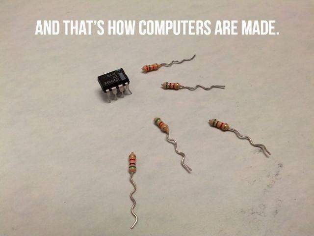How computers are made (with an integrated circuit and resistors)